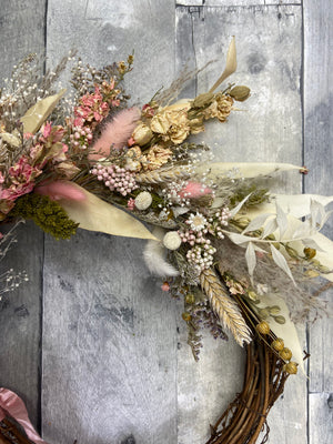 DIY Dried Floral Wreath Kit - Limited Edition - Spring Theme- Pinks and Whites