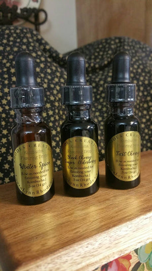 Kombucha Tea Flavoring Liquid Drops*Amber Glass Dropper Bottle packaging*Travel Size