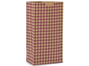 Burgundy Gingham Paper Gift Sacks*Bags-Set of 10