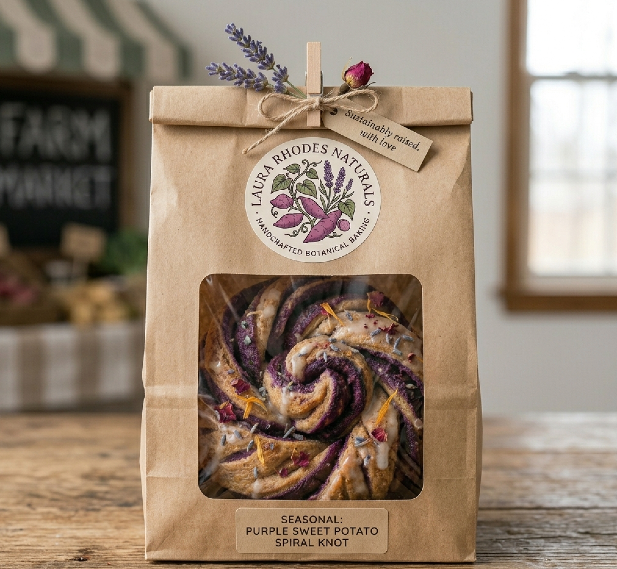 Homestead Baking: Purple Sweet Potato Spiral Knots with Botanical Glaze