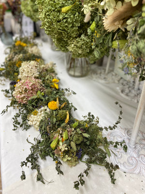 Dried Floral Hydrangea Garland with Botanicals - Limited Edition