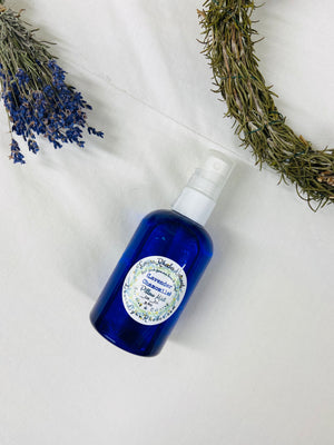 Pillow Mist | Linen Mist | Lavender Chamomile Relaxing and Soothing-4 oz. Cobalt Blue Sprayer Bottle