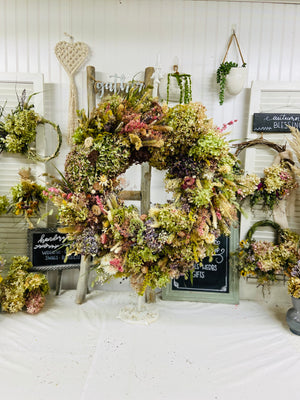 Fairytale Forest Dried Floral Herbal Hydrangea Wreath with Botanicals - Limited Edition- Sold Out!