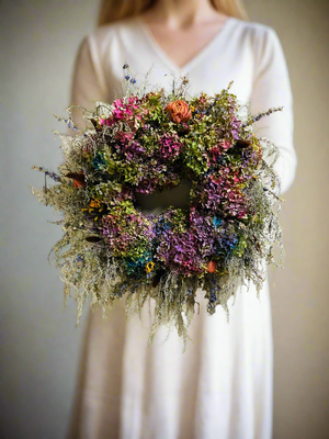 Dried Floral Hydrangea Wreath with Botanicals - Limited Edition