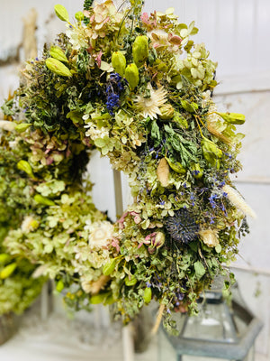 Dried Floral Hydrangea Wreath with Botanicals - Limited Edition
