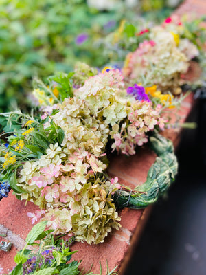Dried Small Floral Hydrangea Wreath with Botanicals and Flowers - Limited Edition