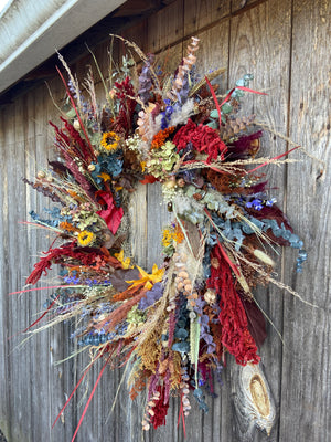 Dried Floral and Preserved Autumn Wreath - Summer Kissed Autumn