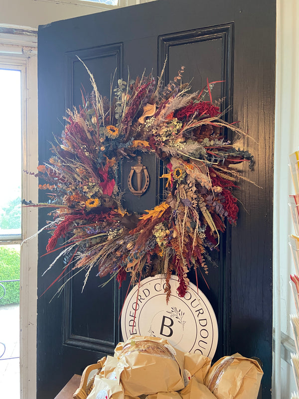 Dried Floral and Preserved Autumn Wreath - Summer Kissed Autumn