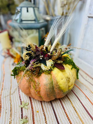 Dried Florals decorated pumpkin | Fall decor | Table Centerpiece decor | Seasonal Decoration | Local Pickup Only