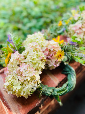 Dried Small Floral Hydrangea Wreath with Botanicals and Flowers - Limited Edition