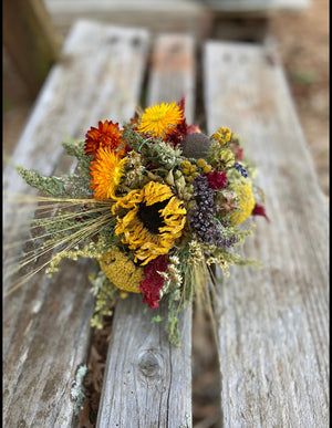 Small Dried Floral Bouquet- Sunny Amarillo