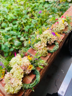 Dried Small Floral Hydrangea Wreath with Botanicals and Flowers - Limited Edition