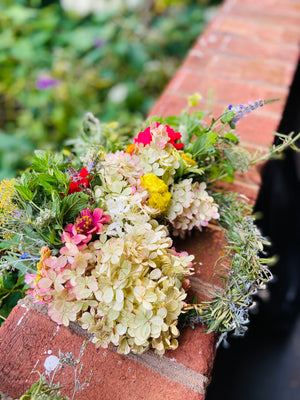 Dried Small Floral Hydrangea Wreath with Botanicals and Flowers - Limited Edition