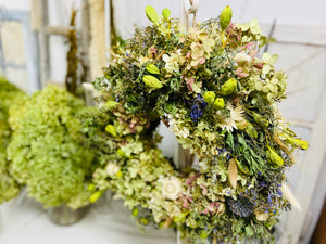 Dried Floral Hydrangea Wreath with Botanicals - Limited Edition