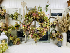Fairytale Forest Dried Floral Herbal Hydrangea Wreath with Botanicals - Limited Edition- Sold Out!