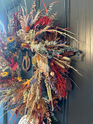 Dried Floral and Preserved Autumn Wreath - Summer Kissed Autumn