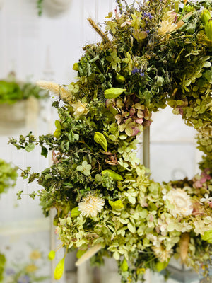 Dried Floral Hydrangea Wreath with Botanicals - Limited Edition