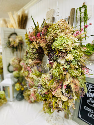 Fairytale Forest Dried Floral Herbal Hydrangea Wreath with Botanicals - Limited Edition- Sold Out!