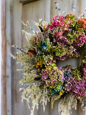Dried Floral Hydrangea Wreath with Botanicals - Limited Edition