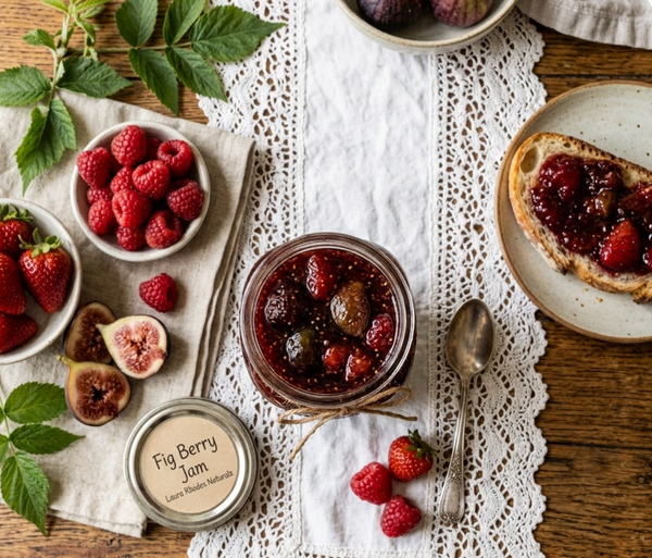 Strawberry Fig Red Raspberry Jam - half Pint