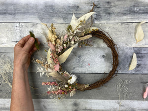 DIY Dried Floral Wreath Kit - Limited Edition - Spring Theme- Pinks and Whites