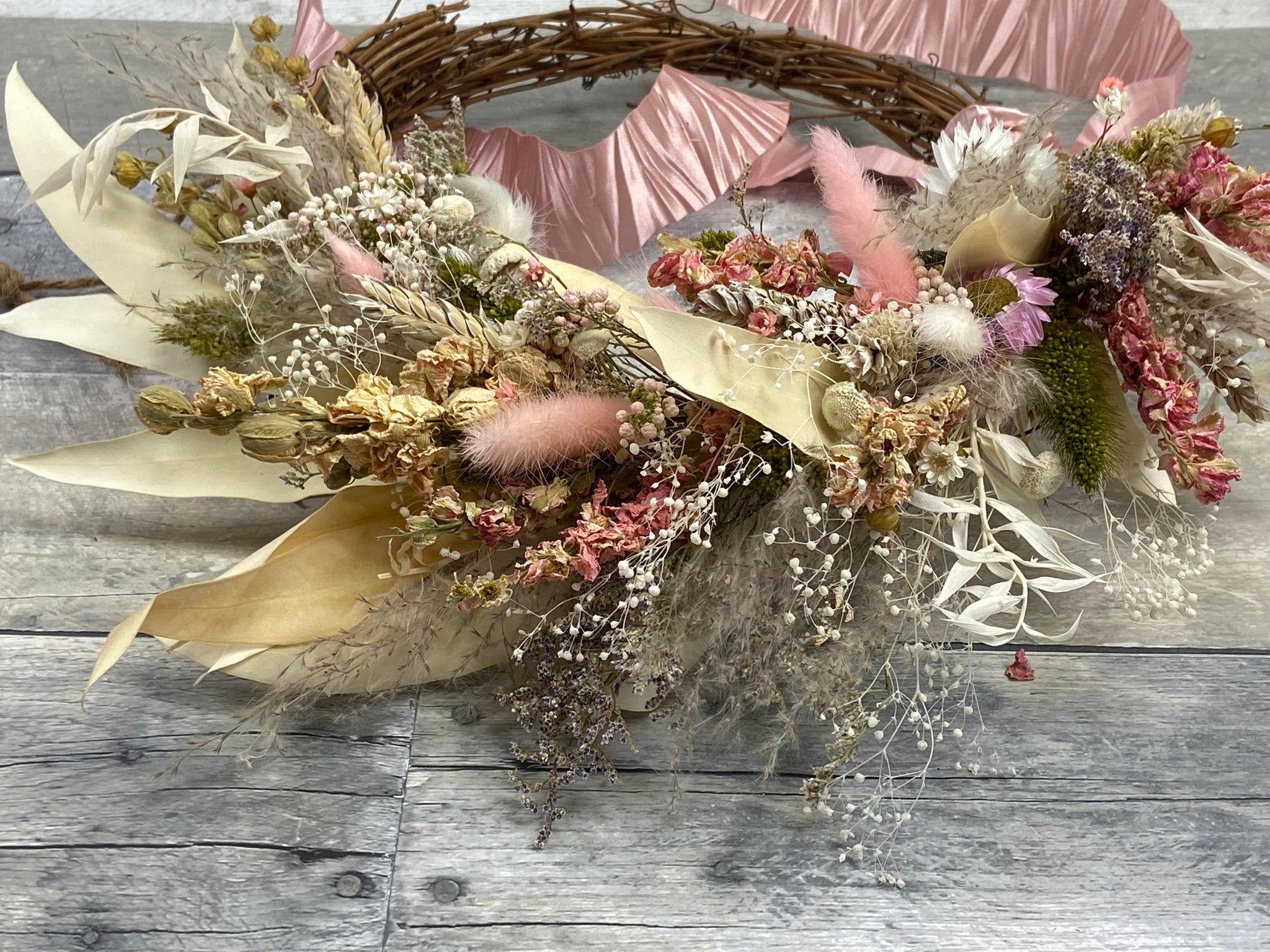 Dried Strawberry Vanilla Hydrangea Wreath - Laura Rhodes Naturals