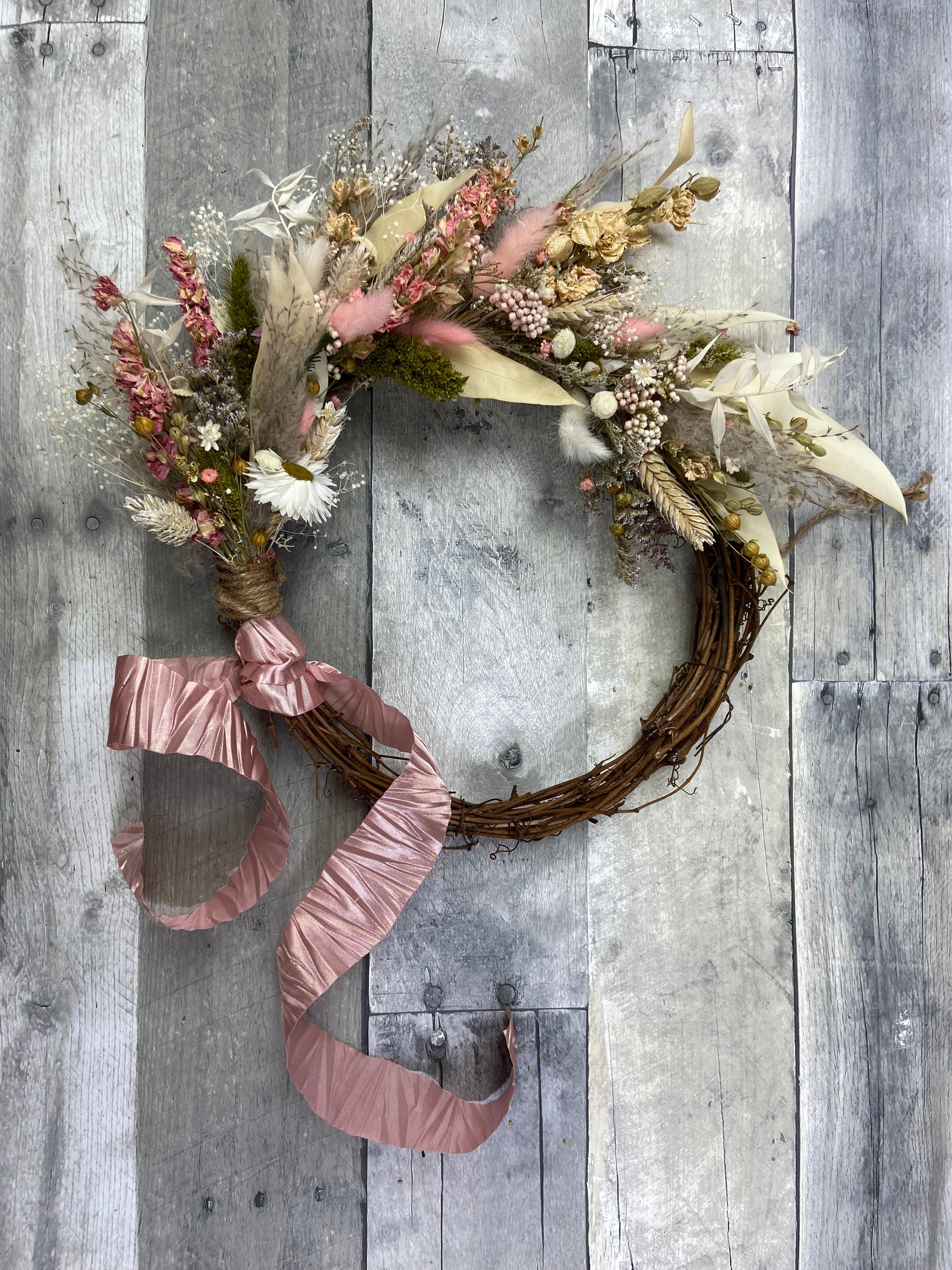 Dried Strawberry Vanilla Hydrangea Wreath - Laura Rhodes Naturals
