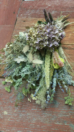 Dried Medium Floral Bouquet 2- Hydrangea* Celosia* Herbs