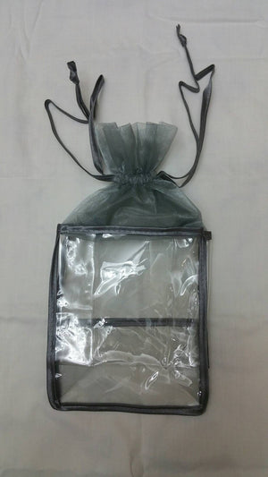 Organza top Soft VINYL BAG Silver*Cosmetics*Bath and Body*Gift Set Bag:Single Bag