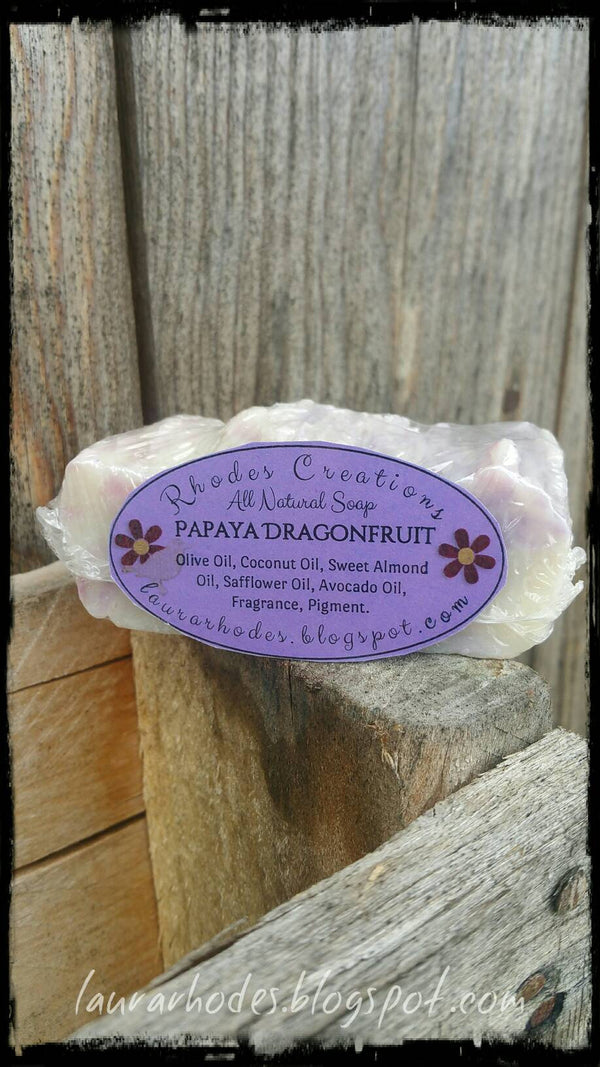All Natural Handmade Soap Papaya Dragonfruit