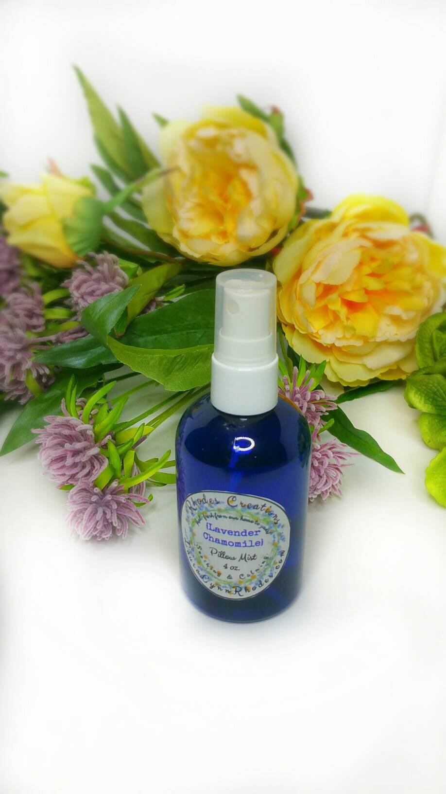 Pillow Mist Lavender Chamomile Relaxing and Soothing-4 oz. Cobalt Blue Sprayer Bottle
