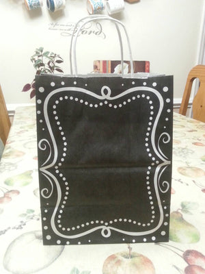 Chalkboard borders recycled paper gift bags-Set of 6
